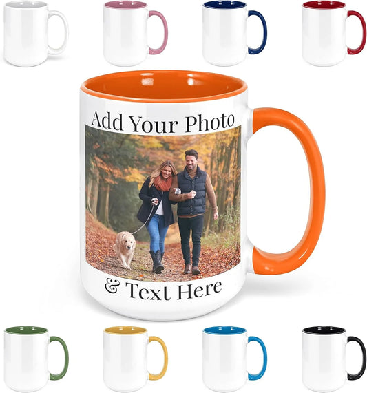 Multicolor personalized customized ceramic mugs with photos printed interesting exclusive gift cups. - The Real Droppshipping