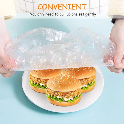 100pcs Disposable Food Cover Plastic Wrap Elastic Food Lids For Fruit Bowls Cups Caps Storage Kitchen Fresh Keeping Saver Bag - The Real Droppshipping