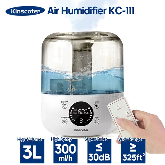 KINSCOTER 3L Air Humidifier Professional Large Capacity Home Humidifier Plant Mist Aroma Diffuser with Remote Control Timer - The Real Droppshipping