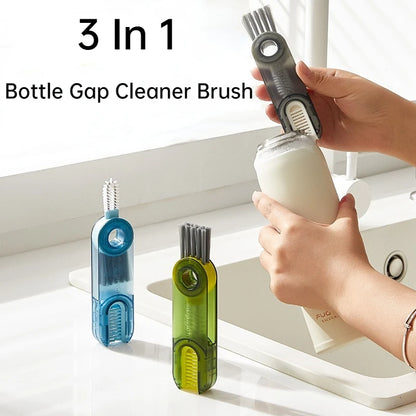 3 In 1 Bottle Gap Cleaner Brush Multifunctional Cup Cleaning Brushes Water Bottles Clean Tool Mini Silicone U-shaped Brush - The Real Droppshipping