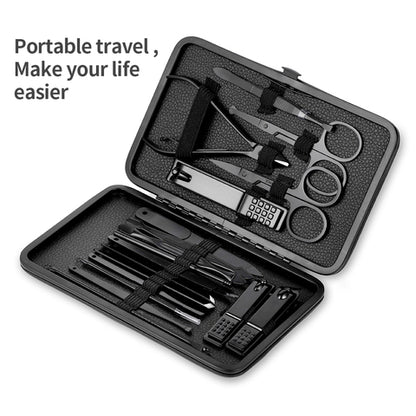 Black Nail Clipper Set Stainless Steel Manicure Nail Scissors Pedicure Kit Nippers Trimmer Care Tool With Travel Case Kit - The Real Droppshipping