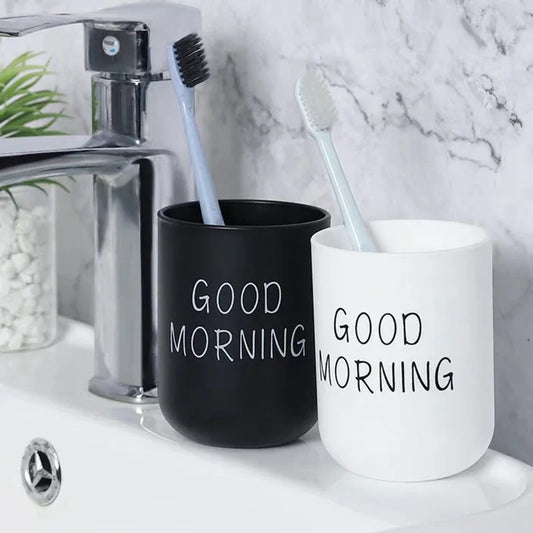 330ml Travel Portable Washing Mouth Cups Home Bathroom Couple set Good Morning Toothbrush Holder Cup Toiletry Cup Storage Cups - The Real Droppshipping