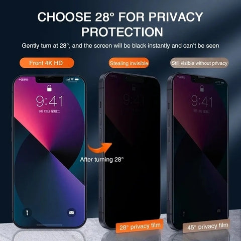 1-4Pcs Privacy Screen Protector for iPhone 14 13 11 12 Pro Max Mini 7 8 Plus Anti-spy Protective Glass for iPhone 15 X XR XS MAX - The Real Droppshipping