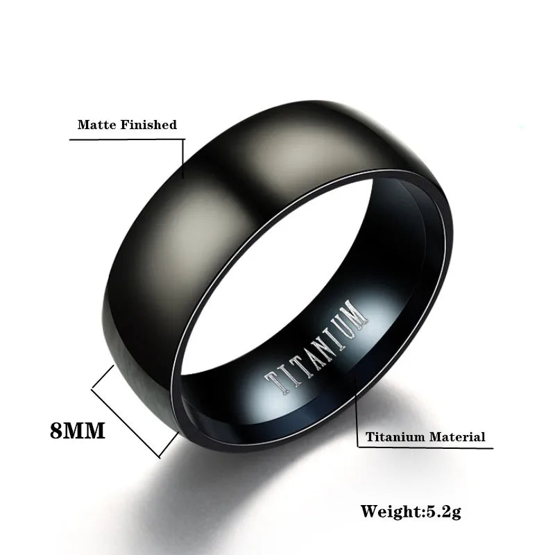 Black Men Ring 100% Titanium Carbide Male Jewelry Wedding Bands Classic Boyfriend Gift 8mm Black Rings For Women Men Wholesale - The Real Droppshipping