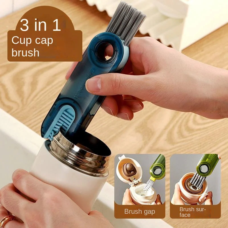 3 In 1 Bottle Gap Cleaner Brush Multifunctional Cup Cleaning Brushes Water Bottles Clean Tool Mini Silicone U-shaped Brush - The Real Droppshipping