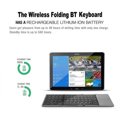 B033 Mini Wireless Keyboard Bluetooth Touchpad Portable Magnetic Triple Folding Keyboard for Windows Android IOS iPad Phone - The Real Droppshipping