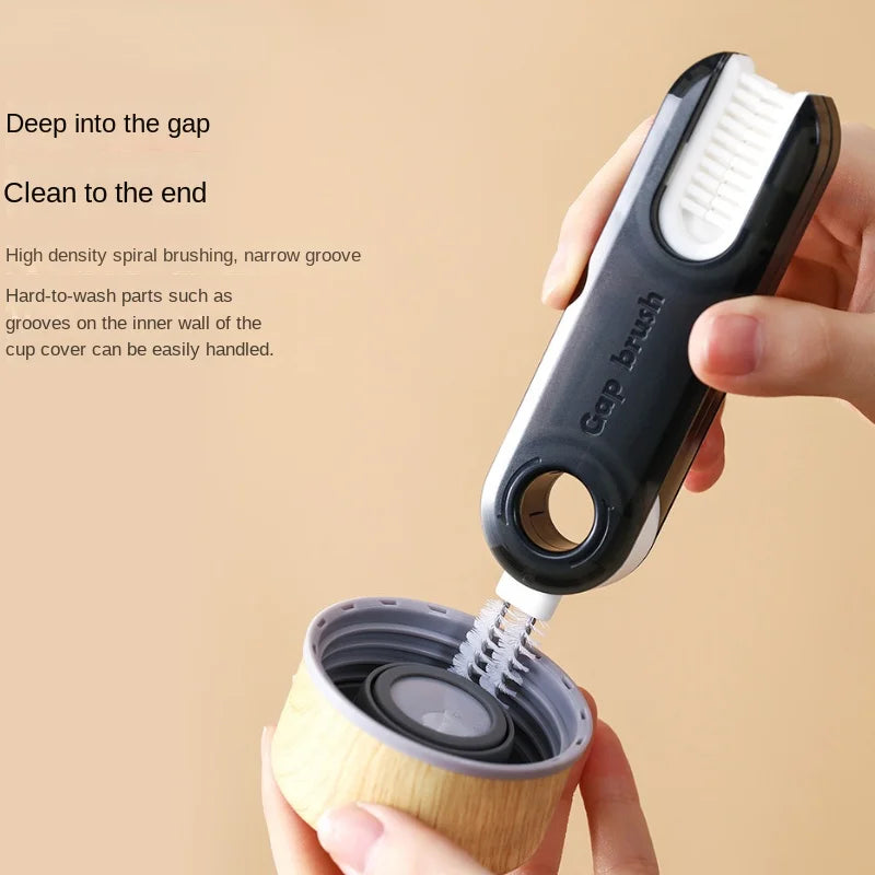 3 In 1 Bottle Gap Cleaner Brush Multifunctional Cup Cleaning Brushes Water Bottles Clean Tool Mini Silicone U-shaped Brush - The Real Droppshipping