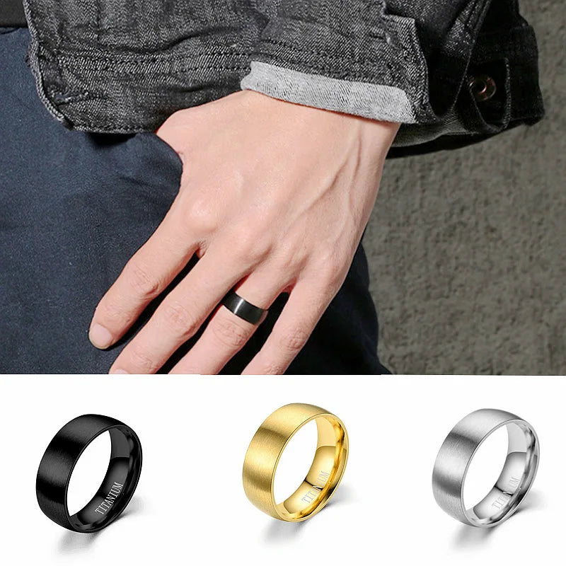 Black Men Ring 100% Titanium Carbide Male Jewelry Wedding Bands Classic Boyfriend Gift 8mm Black Rings For Women Men Wholesale - The Real Droppshipping