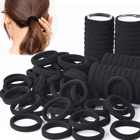 50/100pcs Black Hair Bands for Women Girls Hairband High Elastic Rubber Band Hair Ties Ponytail Holder Scrunchies Accessorie - The Real Droppshipping