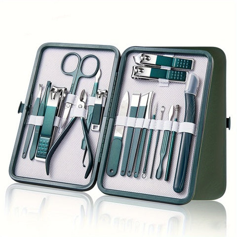 Professional 7-18 Piece Nail Care Kit Stainless Steel Manicure & Pedicure Set with Travel Case for On-the-Go Grooming - The Real Droppshipping