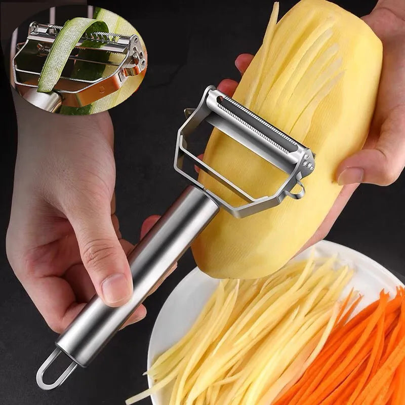 Kitchen Vegetable Peeler Stainless Steel Melon Planer Double-Head Peeler Household Multiple-Function Fruit And Vegetable Peeler - The Real Droppshipping